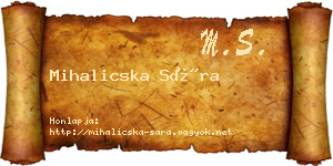 Mihalicska Sára névjegykártya